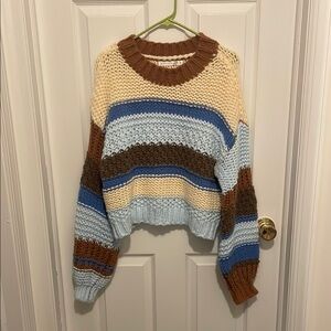 altar’d state striped cropped chunky knit sweater